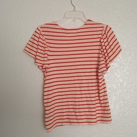 Madewell Flutter-Sleeve Tee in Yorktown Stripe M0077 sz Xs - Picture 6 of 6